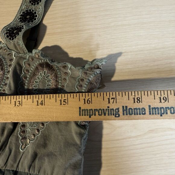 BCBG MaxAzria Runway Embroidered Lined Adjustable Dress 4 Boho Hippie Peasant - Picture 13 of 16